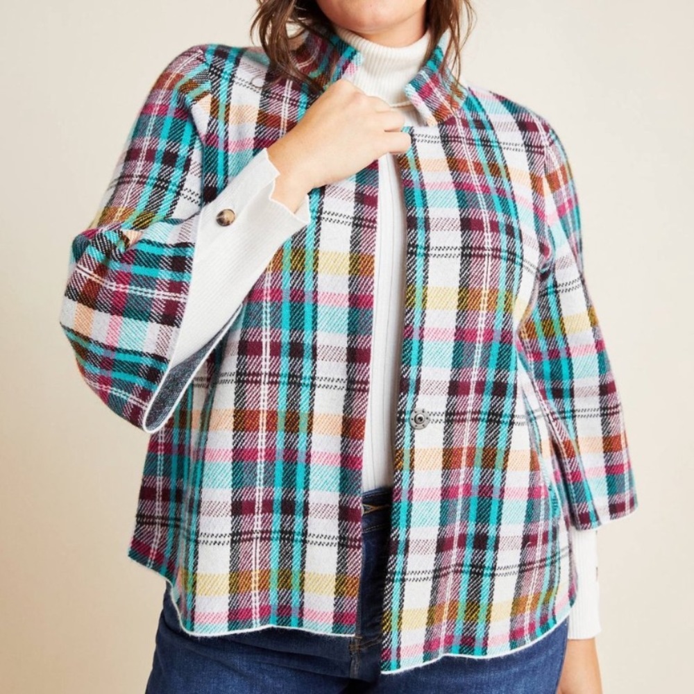 Anthropologie Rosetta Cropped Plaid Jacket NWOT!!!